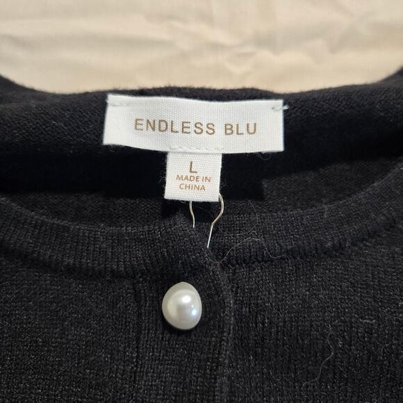 NWT Endless Blu Victoria Sweater Dress Faux Pear Details Sz L Boardroom Chic - Picture 7 of 12